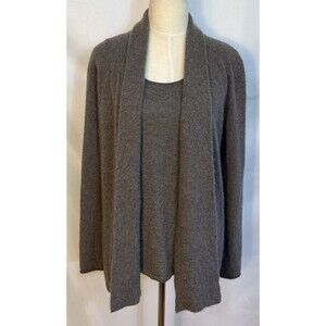 Neiman Marcus Cashmere Set  Open Cardigan & Sleeveless Tank Set Quiet Luxury